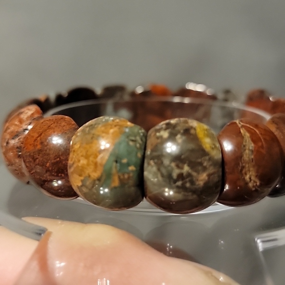 16x8x13mm Natural Cinnabar Bloodstone Quartz Crystal Bangle Bracelet Handmade - Picture 9 of 10
